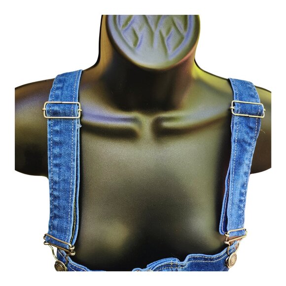 Free People Medium Wash Blue Alvin Flared Bib Overalls Women's Size 27 - Picture 7 of 12